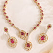 GOLD PLATED CZ NECKLACE SET WITH EARRINGS