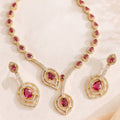 GOLD PLATED CZ NECKLACE SET WITH EARRINGS