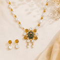PEARL BEADED MALA WITH PEARL PENDANT WITH EARRINGS