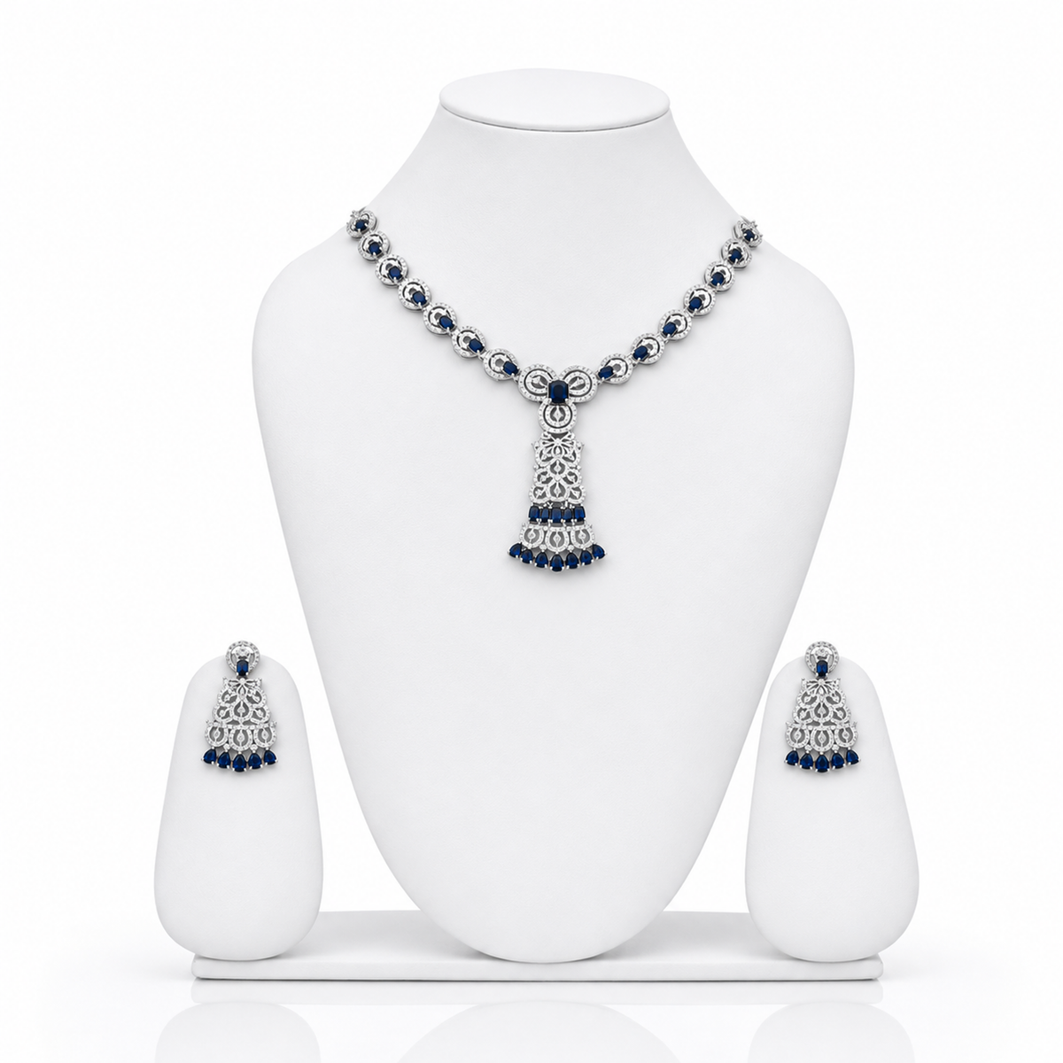 AMERICAN DIAMOND NECKLACE SET WITH EARRINGS