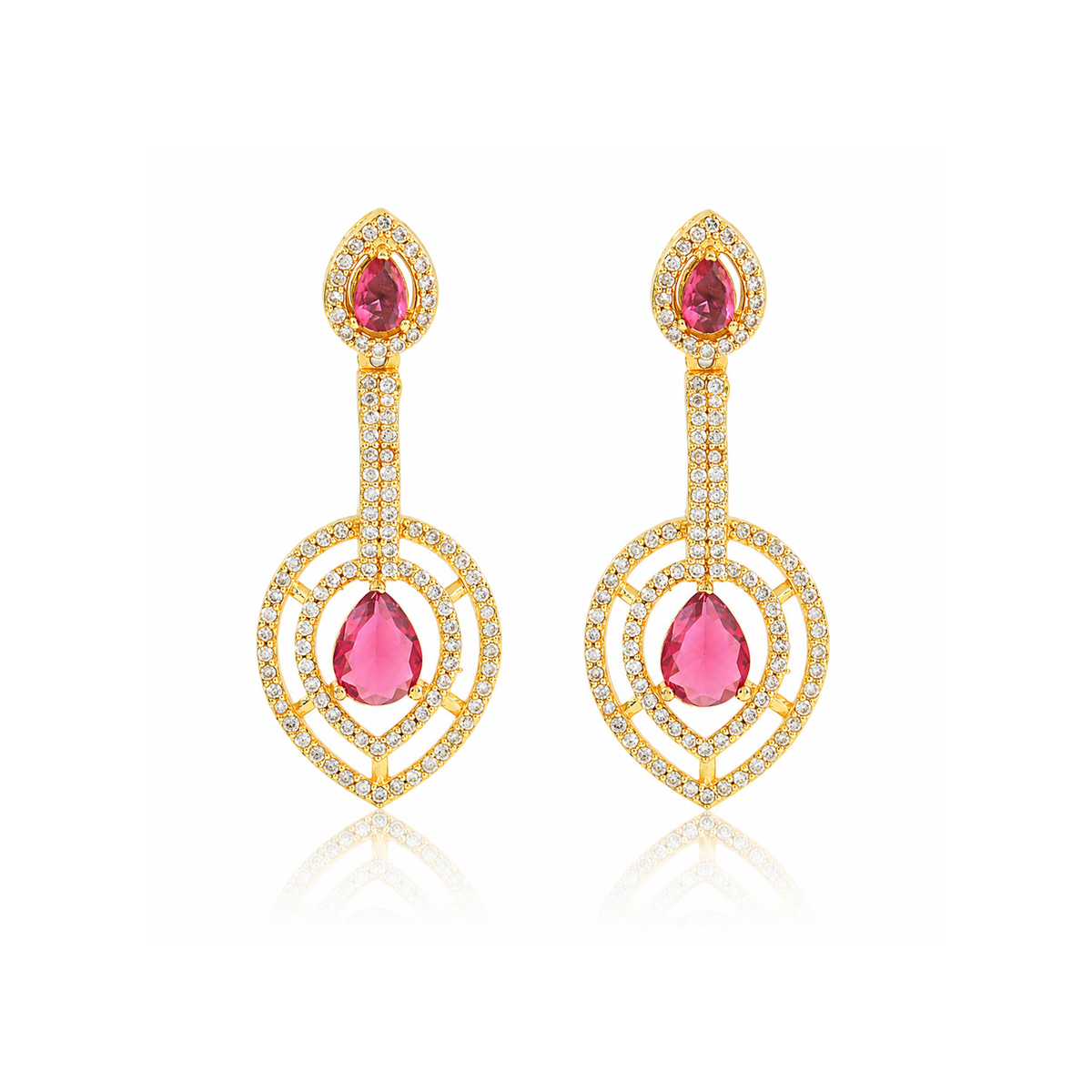 GOLD PLATED CZ NECKLACE SET WITH EARRINGS