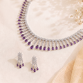 AMERICAN DIAMOND NECKLACE SET WITH EARRINGS