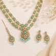 LONG RAANI HAAR STYLE NECK PIECE WITH EARRINGS & MAANG TIKA