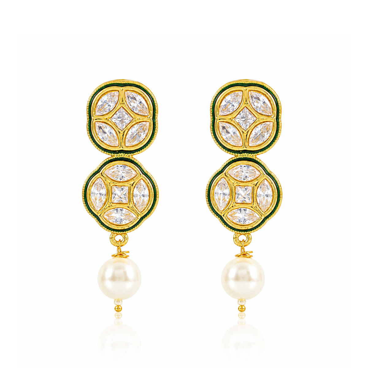 PAACHI KUNDAN SLEEK DESIGN NECKLACE SET WITH EARRINGS