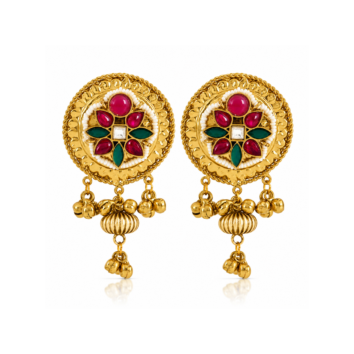 ANTIQUE GOLD PLATED NECKLACE SET WITH EARRINGS