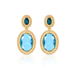 GOLD PLATED BLUE COLOUR GLASS STONE NECKLACE SET
