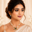 PEARL BEADED MALA WITH PEARL PENDANT WITH EARRINGS