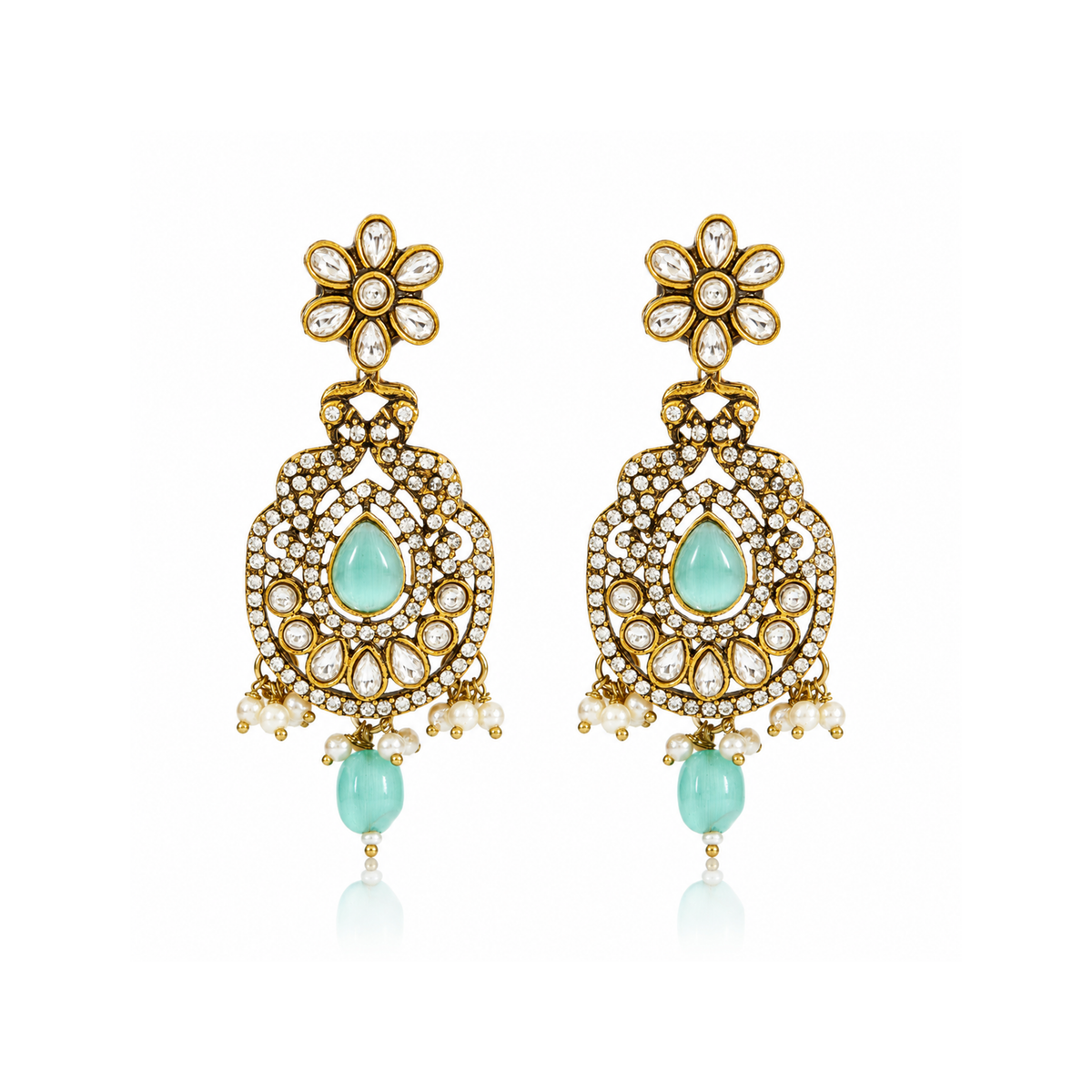 LONG RAANI HAAR STYLE NECK PIECE WITH EARRINGS & MAANG TIKA
