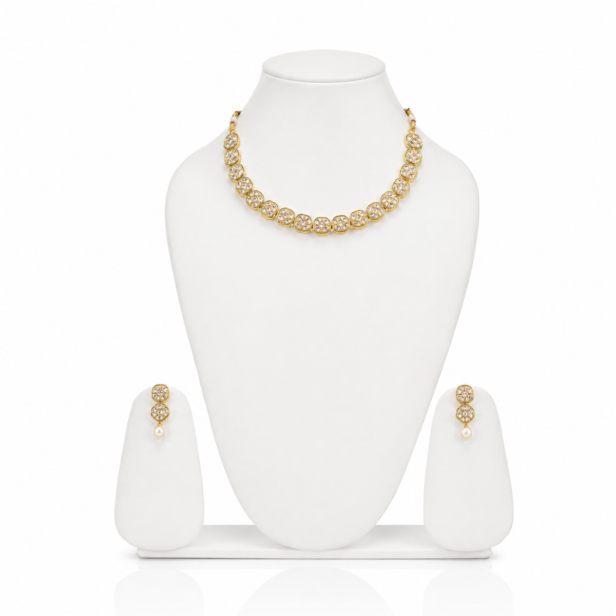 PAACHI KUNDAN SLEEK DESIGN NECKLACE SET WITH EARRINGS