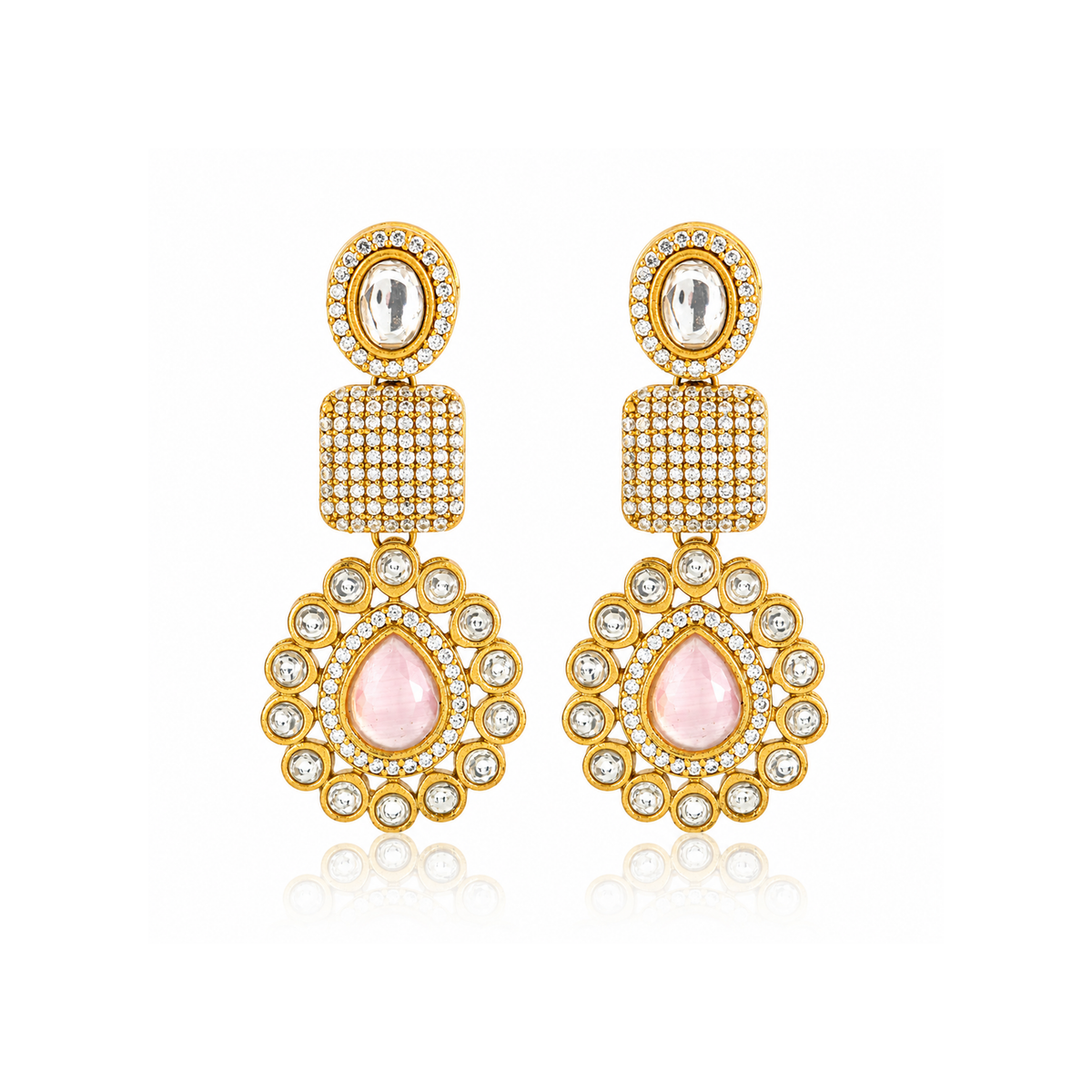 ANTIQUE GOLD PLATED CHOKER SET WITH EARRINGS