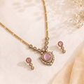 GOLD PLATED CHAIN SET WITH PENDANT AND EARRINGS