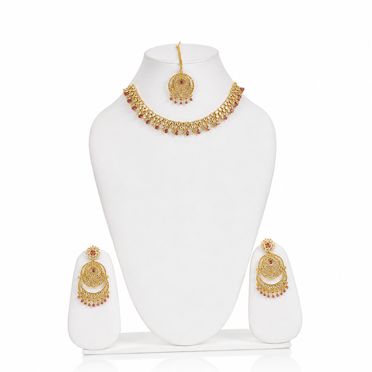 GLASS KUNDAN NECKLACE SET