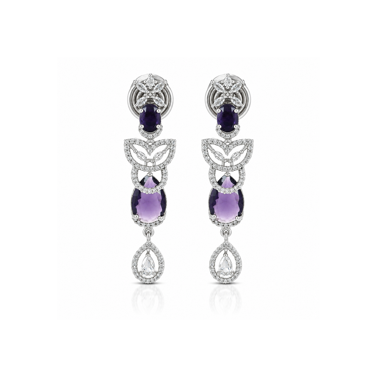 AMERICAN DIAMOND ASSEMBLED WITH PURPLE GLASS STONES