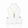 GOLD PLATED LONG PENDANT SET WITH EAR STUDDS