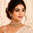 GOLD PLATED STONE WORK CHOKER SET