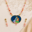 LONG PEARL MALA SET WITH TANJORE HAND PAINTED PENDANT