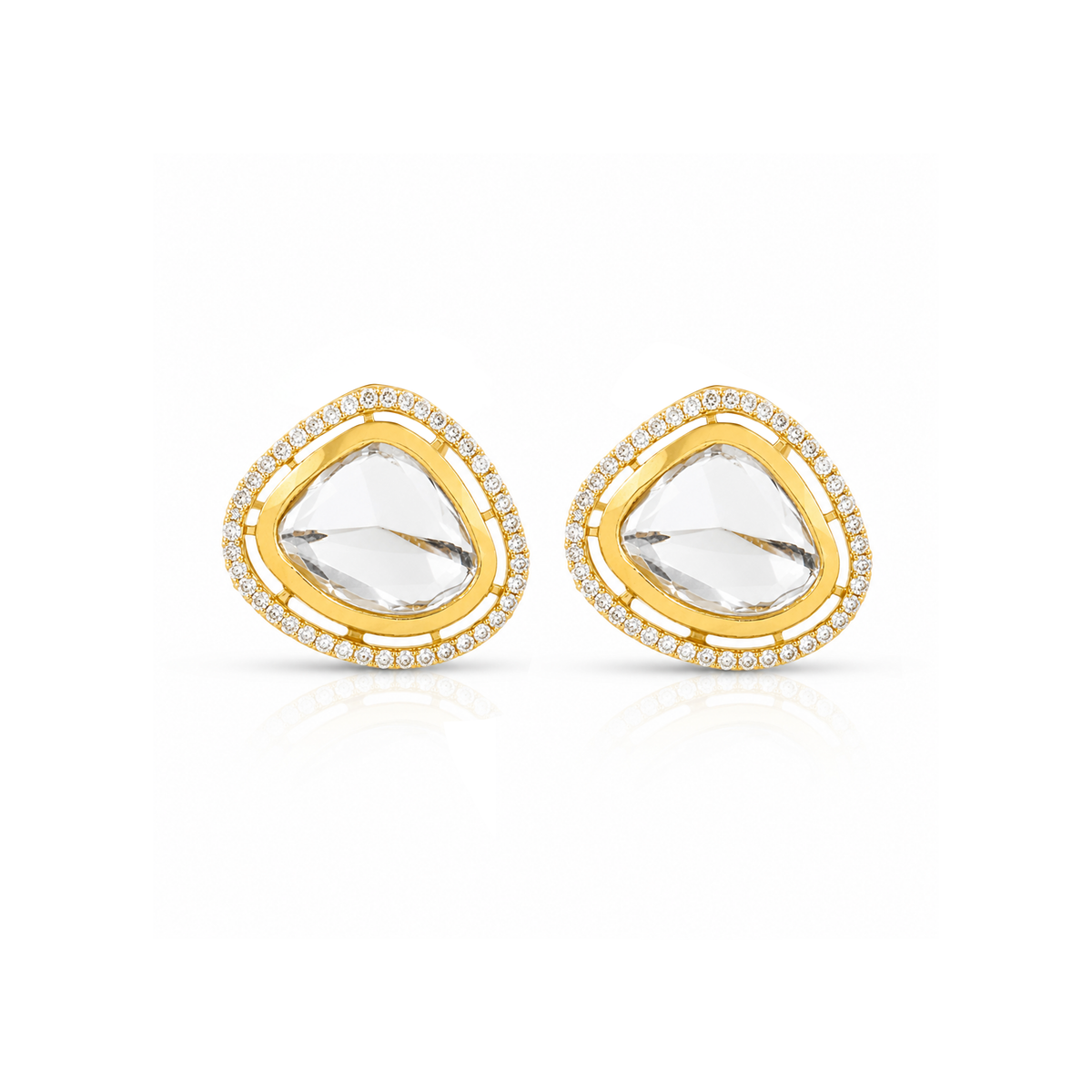 GOLD PLATED LONG PENDANT SET WITH EAR STUDDS