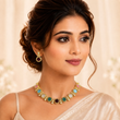 MULTICOLOUR GLASS STONES NECKLACE SET WITH EARRING