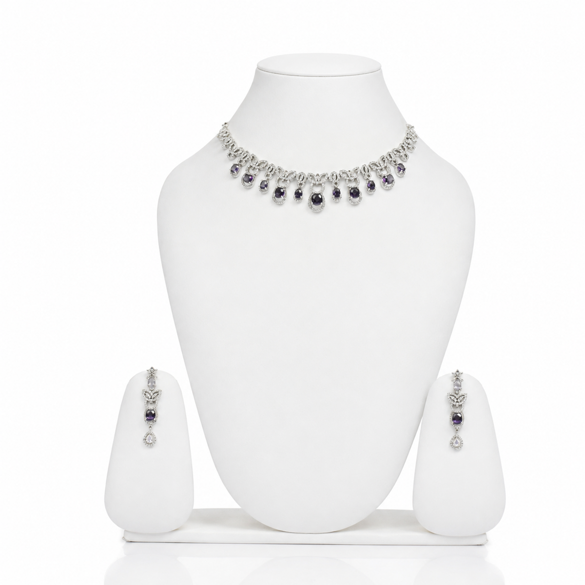 AMERICAN DIAMOND ASSEMBLED WITH PURPLE GLASS STONES