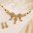 ANTIQUE GOLD PLATED CHOKER SET WITH EARRINGS