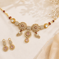 ANTIQUE GOLD PLATED CHOKER SET WITH EARRINGS