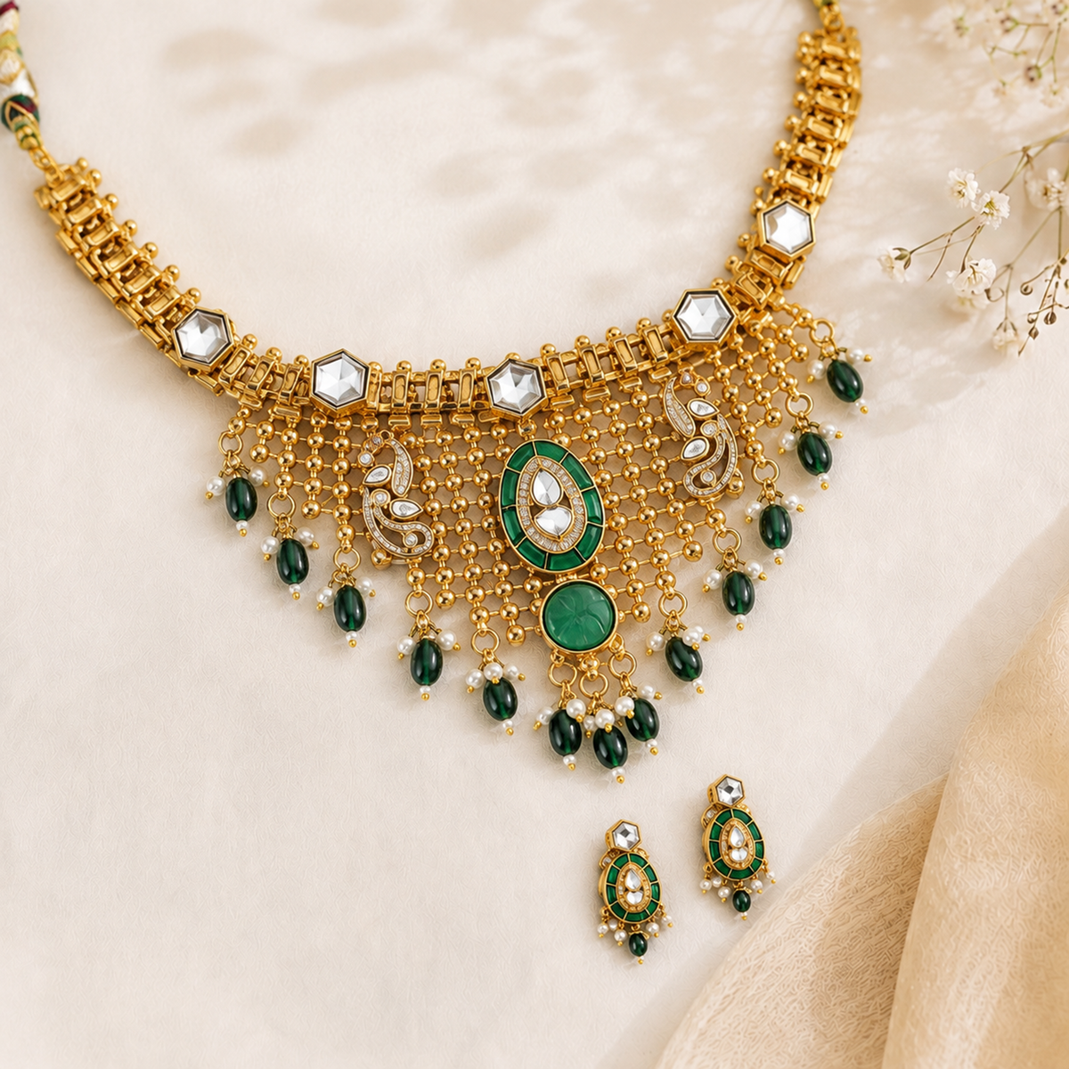RAJASTHANI AAD STYLE NECKLACE SETWITH EARRINGS