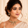 ANTIQUE GOLD PLATED CHOKER SET WITH EARRINGS