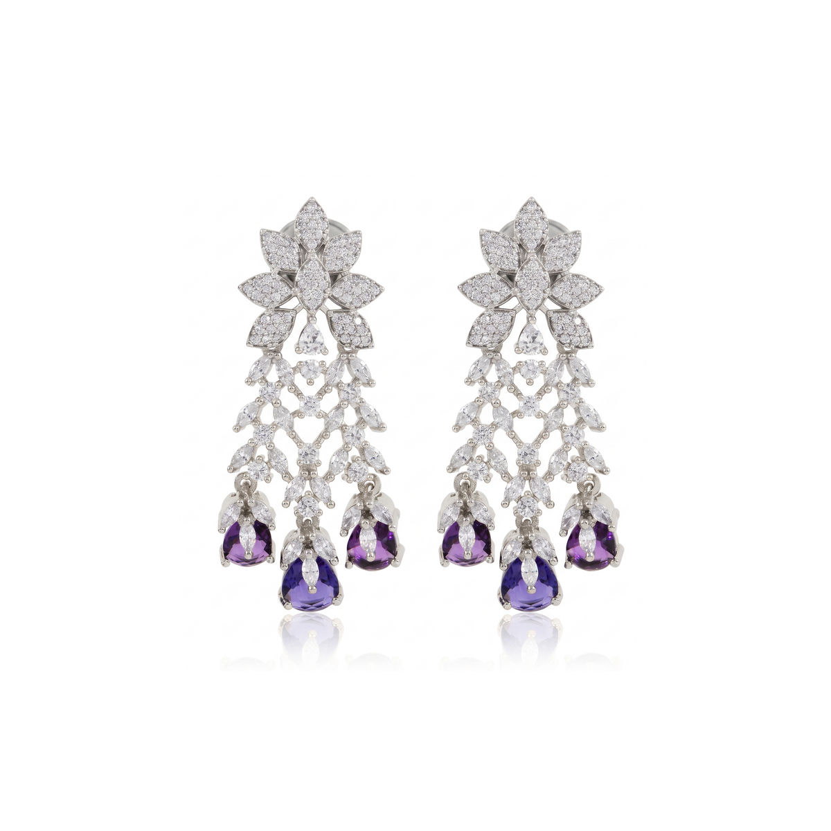 AMERICAN DIAMOND NECKLACE SET WITH EARRINGS